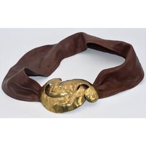 Y2K Artisan Handmade Leather & Metal Statement Belt Boho Signed John Mayer 7-84